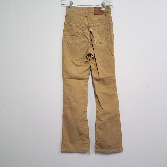 Levis Ribcage Boot Pants Beige Womens 24 Corduroy High Rise - Picture 7 of 10